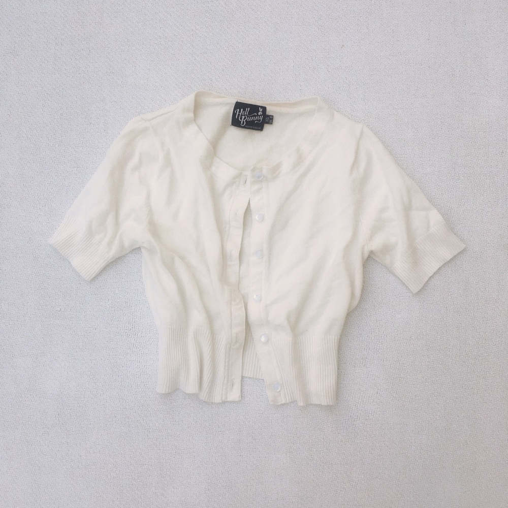 RARE hell bunny white knit cardigan